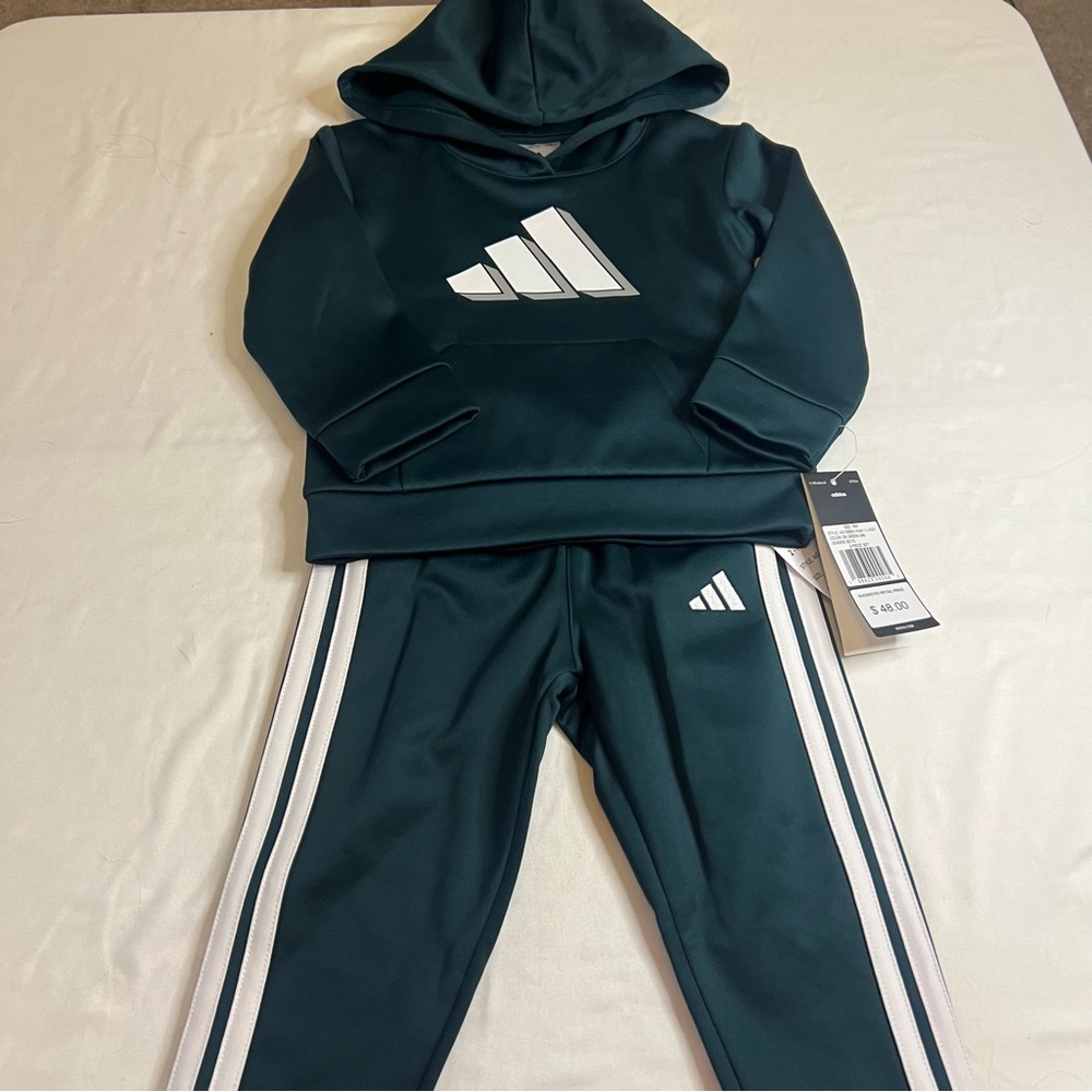 Adidas Dark Green Baby Tracksuit 18months - Picture 2 of 5